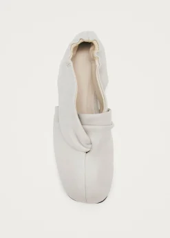 Alaula Light Grey Leather Ballet Flats