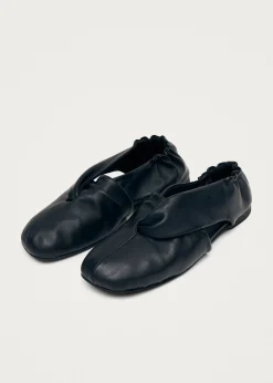 Alaula Schwarze Leder Ballerinas