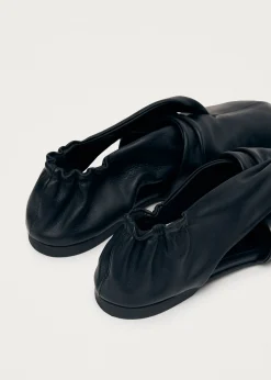 Alaula Schwarze Leder Ballerinas