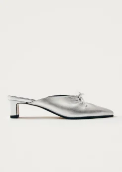 Amar Shimmer Silber Leder Pantoletten