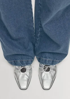 Amar Shimmer Silber Leder Pantoletten