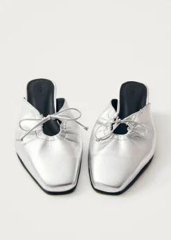 Amar Shimmer Silber Leder Pantoletten