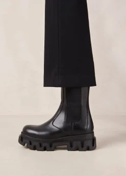 Anastasia Black Leather Ankle Boots