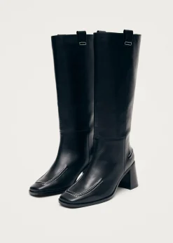 Brayden Schwarze Lederstiefel