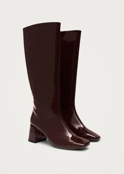 Chalk Burgunderfarbene Vegane Kniehohe Stiefel