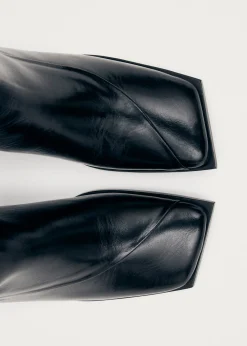 Chantal Schwarze Leder-Stiefeletten