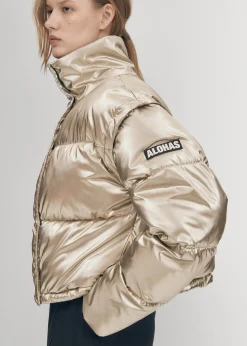 Chicago Goldfarbene wattierte Jacke
