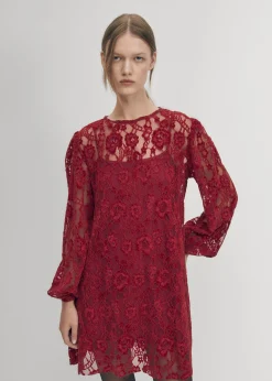 Dablon-Spitze Wein Kleid