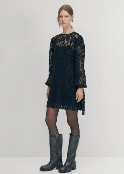 Dablon-Spitzen-Schwarzes Kleid