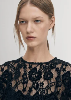 Dablon-Spitzen-Schwarzes Kleid