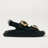 Daria Schwarze Ledersandalen