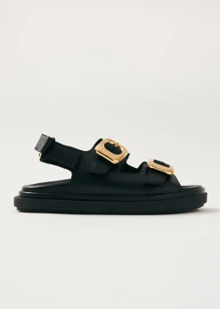 Daria Schwarze Ledersandalen