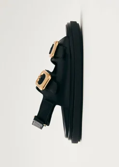 Daria Schwarze Ledersandalen