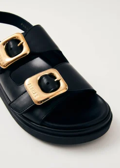 Daria Schwarze Ledersandalen