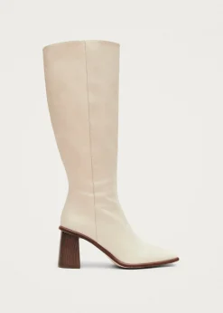 East Cremefarbene Lederstiefel