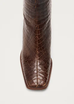 East Croco Braune Lederstiefel