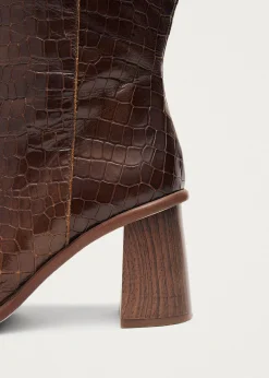 East Croco Braune Lederstiefel