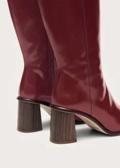 East Sleek Burgunder Lederstiefe