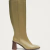 East Sleek khakifarbenem Lederstiefel