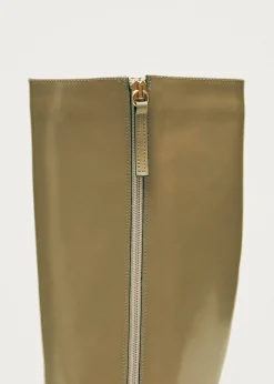 East Sleek khakifarbenem Lederstiefel