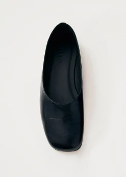Edie Schwarze Leder-Ballerinas