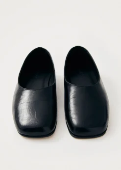 Edie Schwarze Leder-Ballerinas