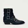 Eras Schwarze Lederstiefeletten