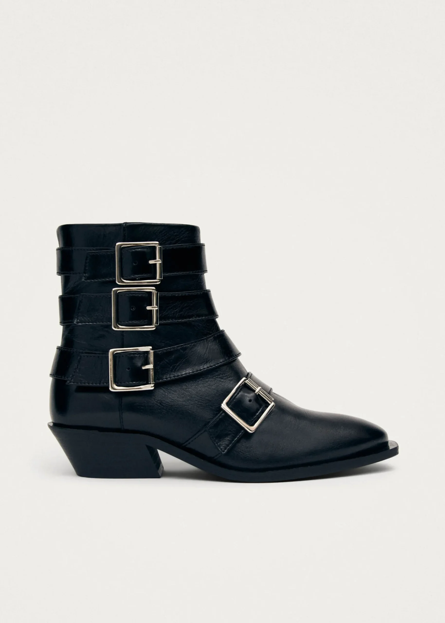 Eras Schwarze Lederstiefeletten