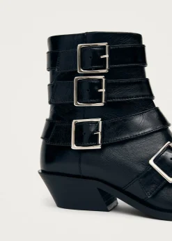Eras Schwarze Lederstiefeletten