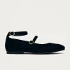 Evelyn Schwarze Mary-Jane Flats aus Wildleder