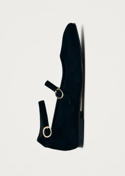 Evelyn Schwarze Mary-Jane Flats aus Wildleder