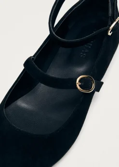Evelyn Schwarze Mary-Jane Flats aus Wildleder