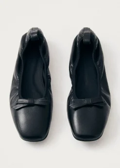 Freya Schwarze Leder-Flache Ballerinas