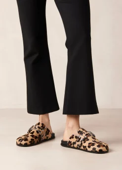 Halia Beige Leopard Leder Clogs