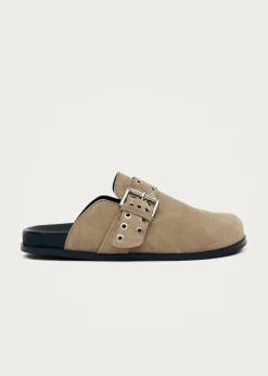 Halia Beige Wildleder Clogs