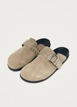 Halia Beige Wildleder Clogs