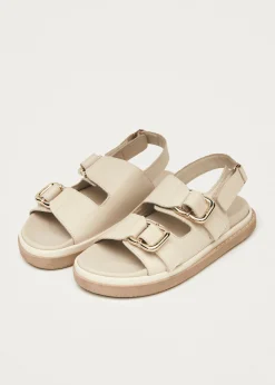 Harper Ledersandalen in Weiß Elfenbein