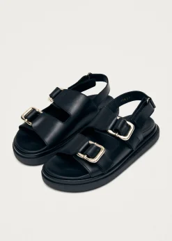 Harper Schwarze Ledersandalen