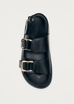 Harper Schwarze Ledersandalen