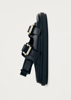 Harper Schwarze Ledersandalen