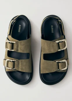 Harper Suede Khaki Leather Sandals