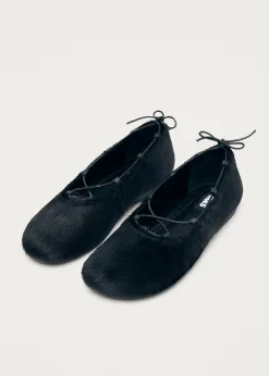 Hollis Soft Black Leather Ballet Flats