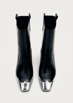 Hudson Shimmer Schwarze Cowboystiefel mit silbernen Spitzen
