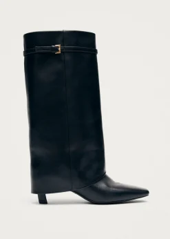 Kaia Schwarze Lederstiefel