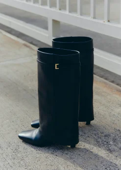 Kaia Schwarze Lederstiefel