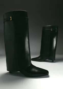Kaia Schwarze Lederstiefel