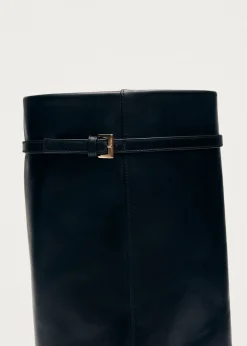 Kaia Schwarze Lederstiefel