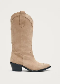 Liberty Cowboystiefel aus Beigem Wildleder