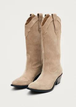 Liberty Cowboystiefel aus Beigem Wildleder