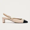 Lindy Bicolor Cremefarbene Schwarze Leder Pumps